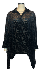 Load image into Gallery viewer, Luxe Leaf Burnout Batwing Tunic Black
