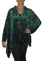 Load image into Gallery viewer, Luxe Leaf Burnout Batwing Tunic Hunter
